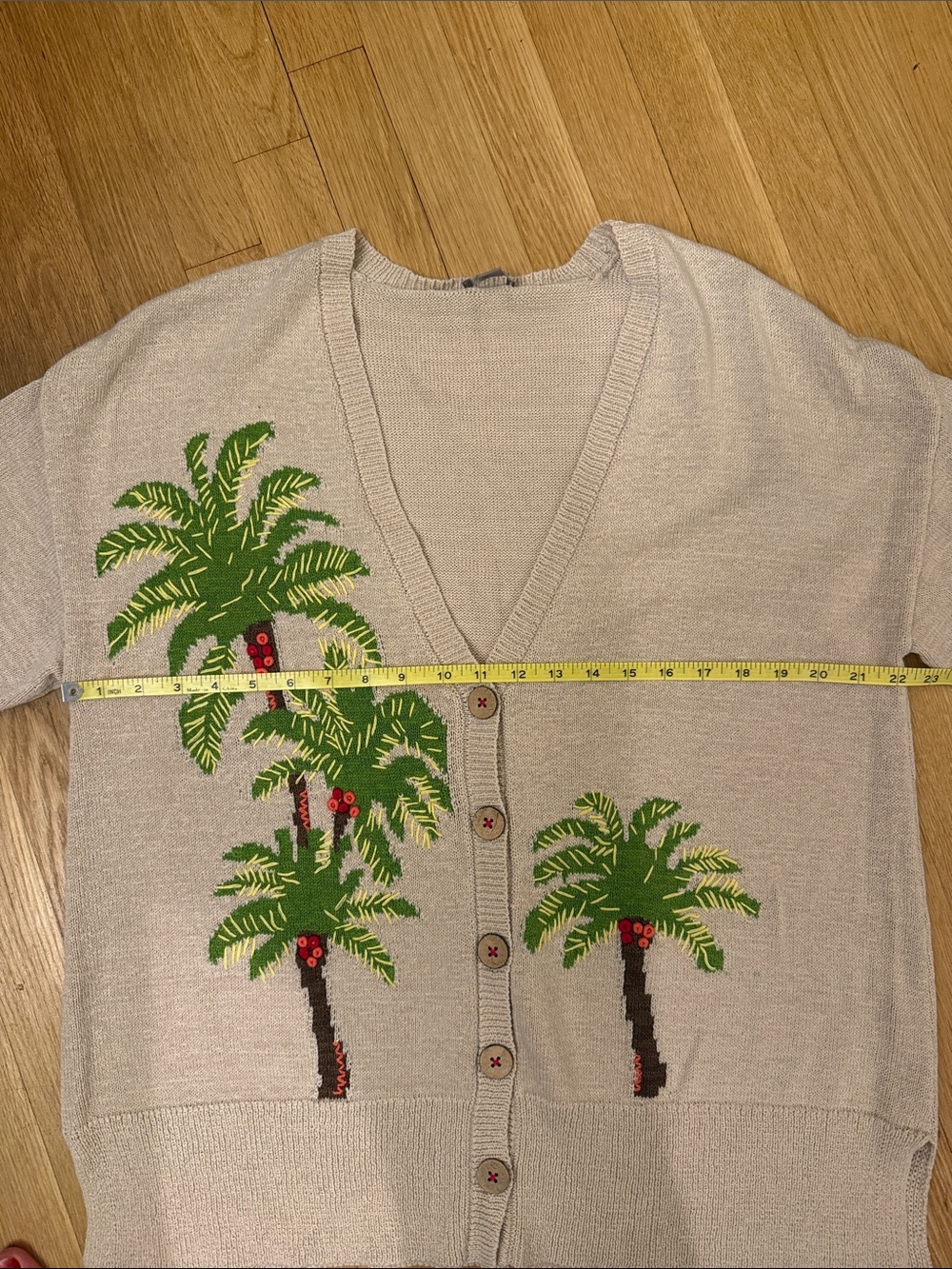 J Jill Women's Sweater Cardigan Linen Cotton Blend Palm Tree Embroidery Size XL - Picture 7 of 9